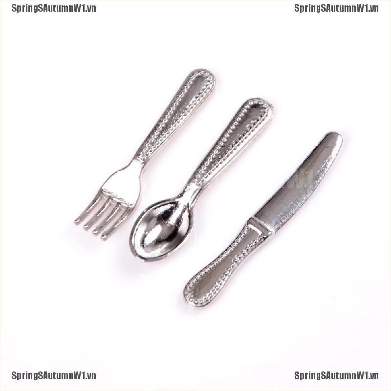 Set 12 mô hình dao + nĩa mini trang trí nhà búp bê