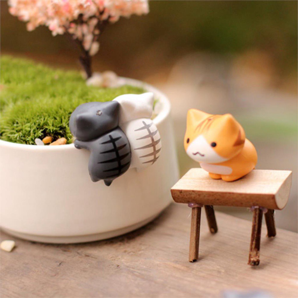 ALISON 6Pcs/set Micro Landscape Plastic Home Decor Miniature Figurines Beauty DIY Keys Cartoon Crafts Fairy Garden Lucky Cat