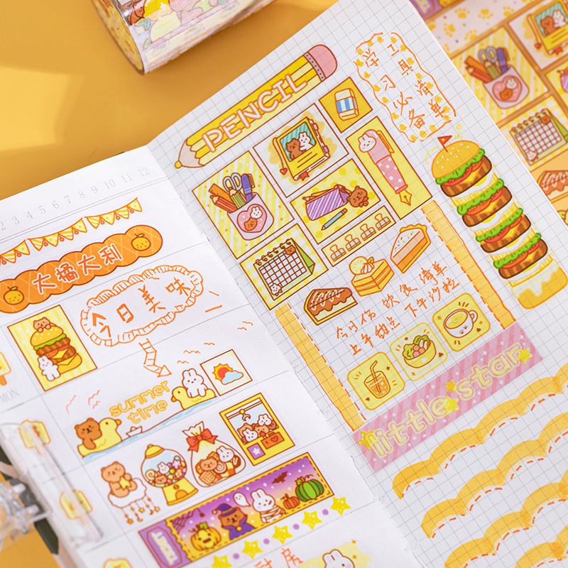 Cuộn Băng Keo Dán Họa Tiết Hoạt Hình Dễ Thương 6 Kiểu DIY