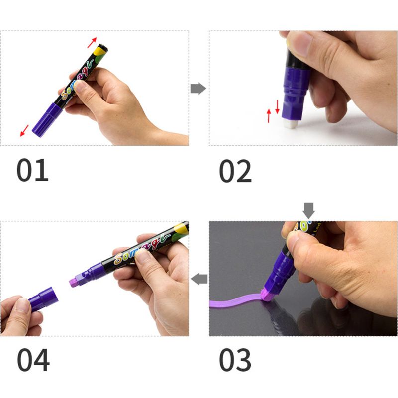 Bút dạ quang dạng lỏng 8 màu dùng để vẽ trên bảng đen tiện lợi