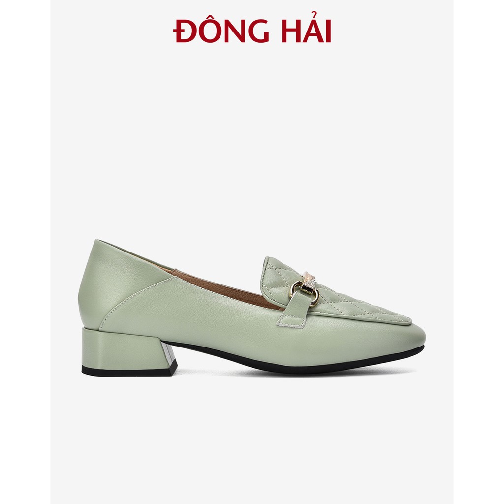 Giày lười nữ Zuciani gót vuông 3cm đính khóa cài viền đá nữ tính - GZD45