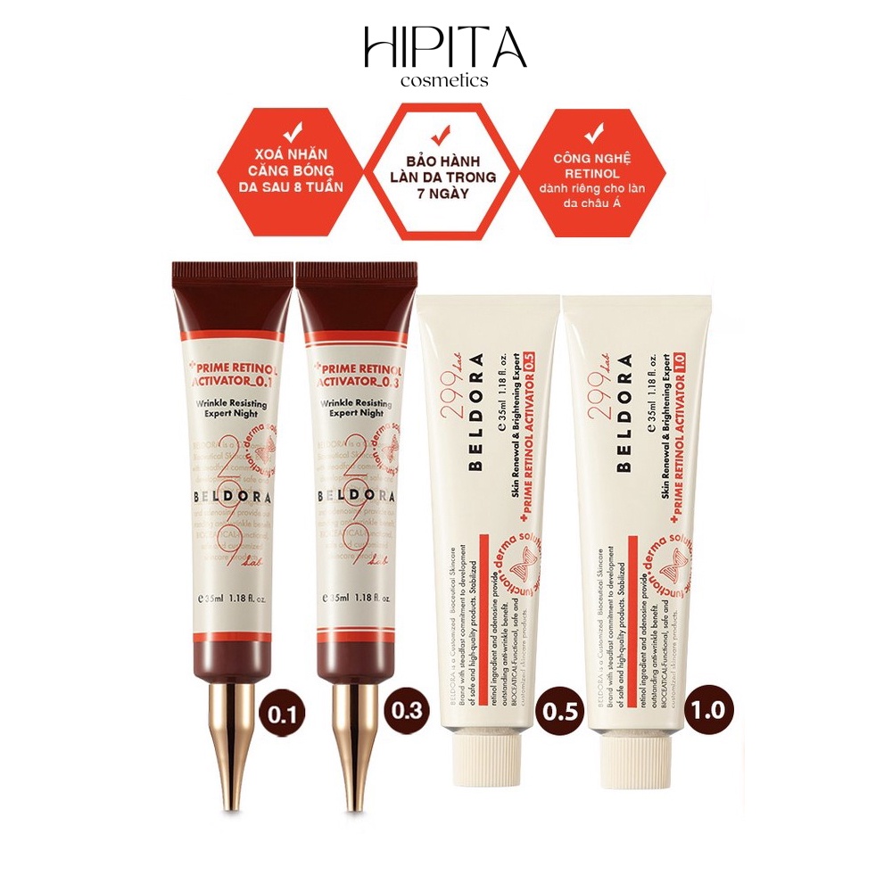 Kem Retinol Trẻ Hoá, Xoá Nếp Nhăn, Căng Bóng Da Beldora 299 Prime Retinol Activator 35ml