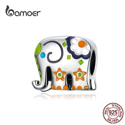 Hạt Charm Bamoer Hình Voi Bảo Hộ Kiểu Thái Tráng Men Nhiều Màu Dùng Để Tự Làm Trang Sức Dành Cho Nữ