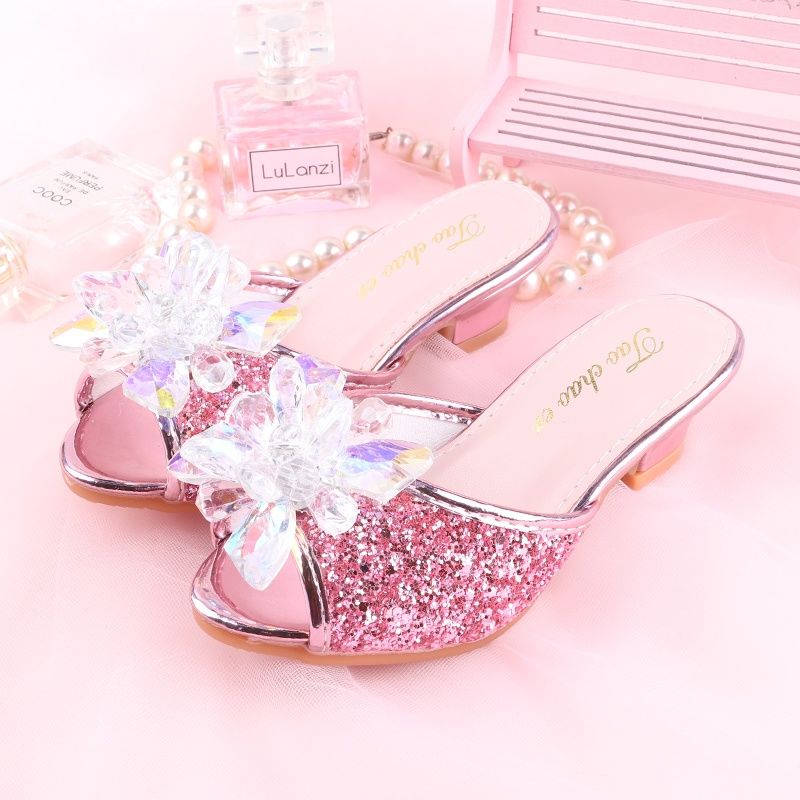 Dép Sandal Cao Gót Đế Mềm Hở Ngón Đi Trong Nhà Dành Cho Bé Gái