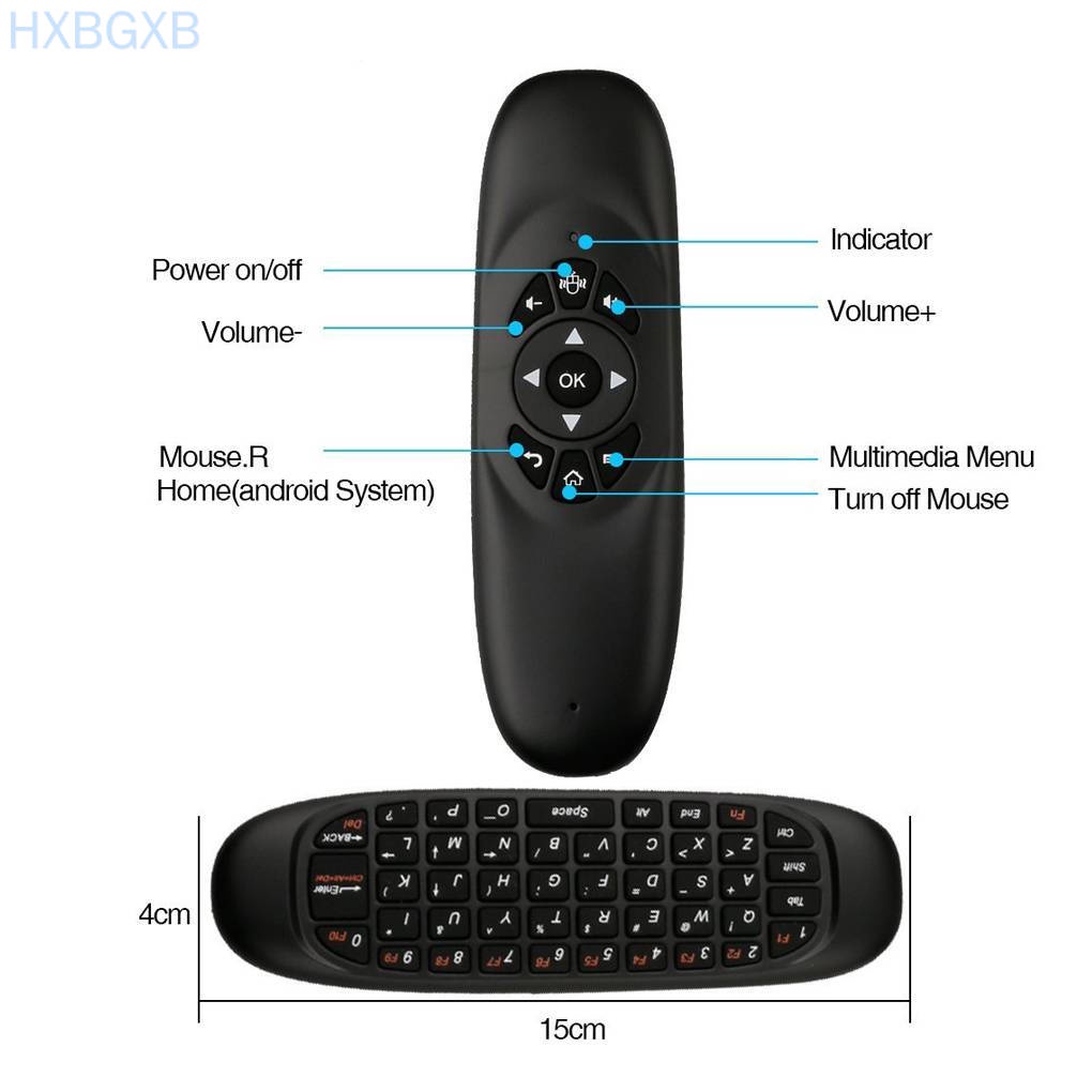 HXBG 2.4GHz Rechargeable Wireless Fly Air Mini Mouse Keyboard Remote Control for Android Windows Gaming TV BOX PC