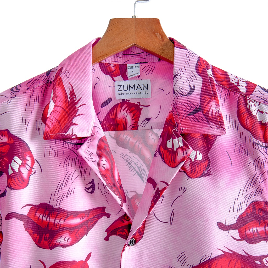 Áo sơ mi nam họa tiết tay ngắn CZLIPS Shirt ASM142 ZUMAN form suông, chất lụa cao cấp, thoáng mát