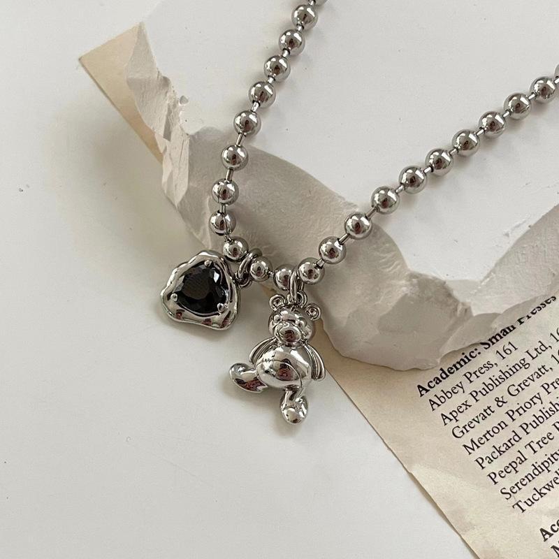 Vòng cổ Mặt Gấu Bạc Dễ Thương Thời Trang Thu Đông