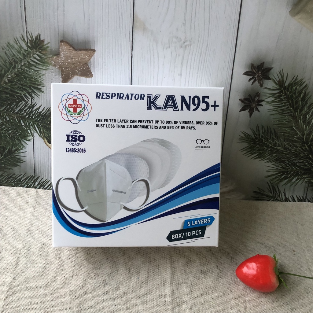Khẩu trang y tế N95 chính hãng 5 lớp kháng khuẩn Khánh An KAN95 hộp 10 cái có mút đệm mũi êm chống mờ kính KAKAN95O