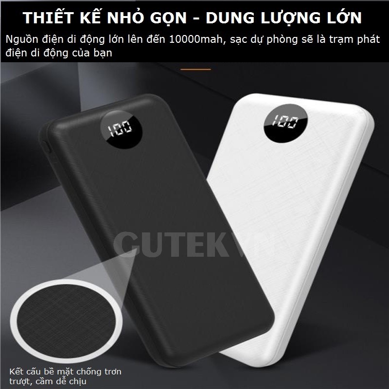 Pin Sạc dự phòng 10000mah 2 cổng usb sạc nhanh thông minh 2.1a – Gutek Q7117