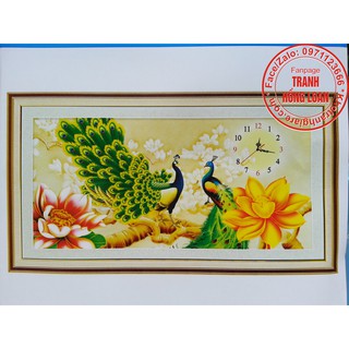 Tranh thêu chữ thập đồng hồ đôi công X8137