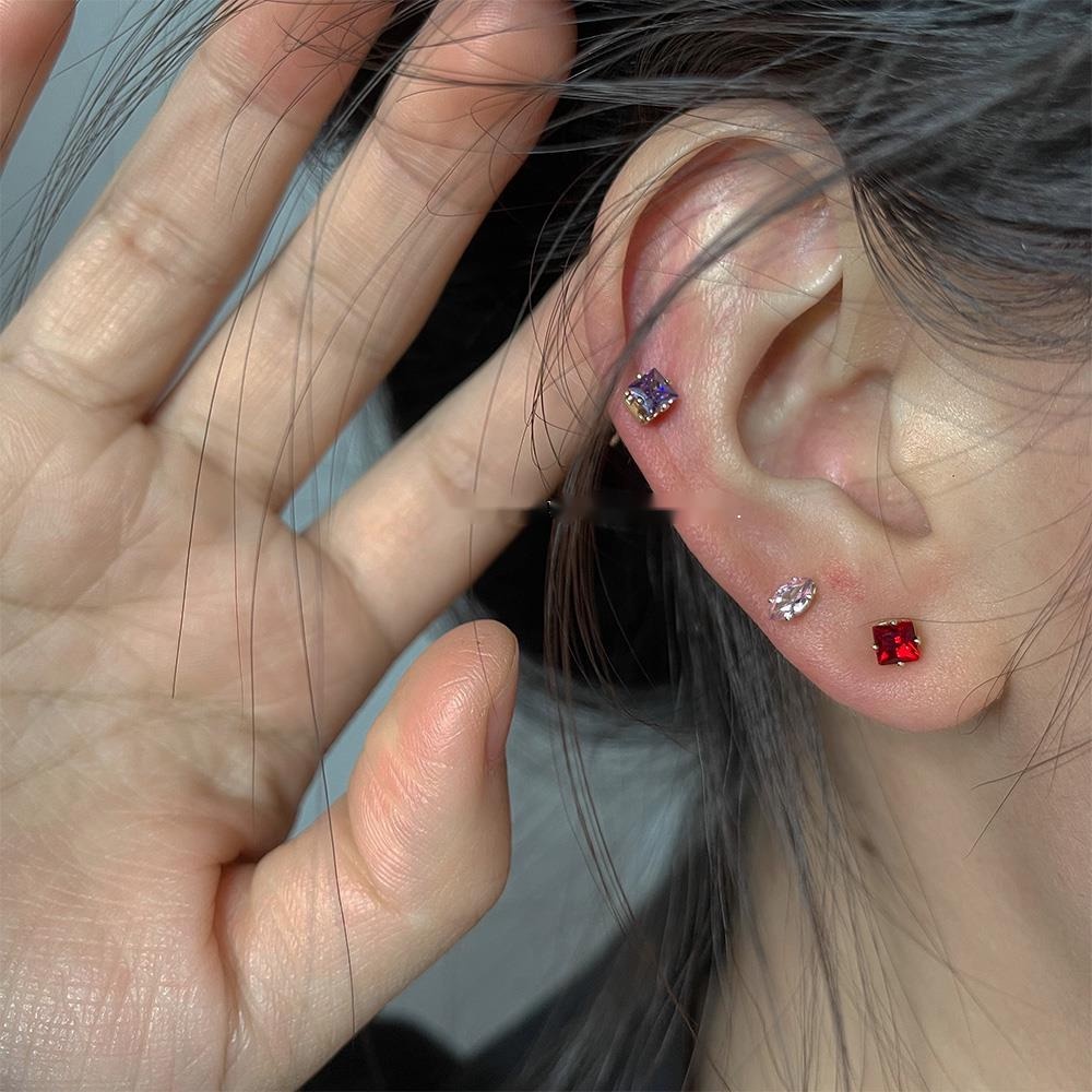 Khuyên tai đính đá zircon thời trang đơn giản đa năng 19A1677