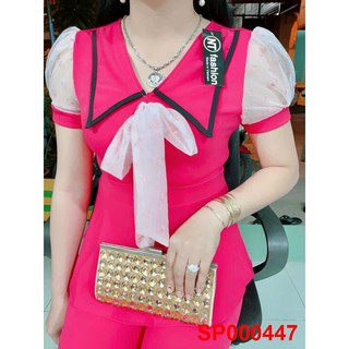 Đồ bộ thun cát hàn thắt nơ cổ 447