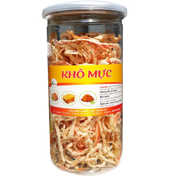 2 Hũ mực ép tẩm vị và mực sợi hấp nước dừa thơm ngon - mỗi hũ 200g hiệu SK FOOD