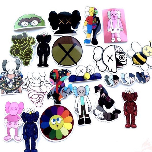 10 Sticker dán kaws trang trí vali, nón bảo hiểm