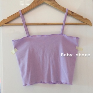 Áo croptop 2 dây cuốn biên màu tím