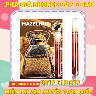 Túi thơm hạt cà phê coffe hazelnut nature treo xe ô tô , treo phòng tặng 1 lọ tinh dầu