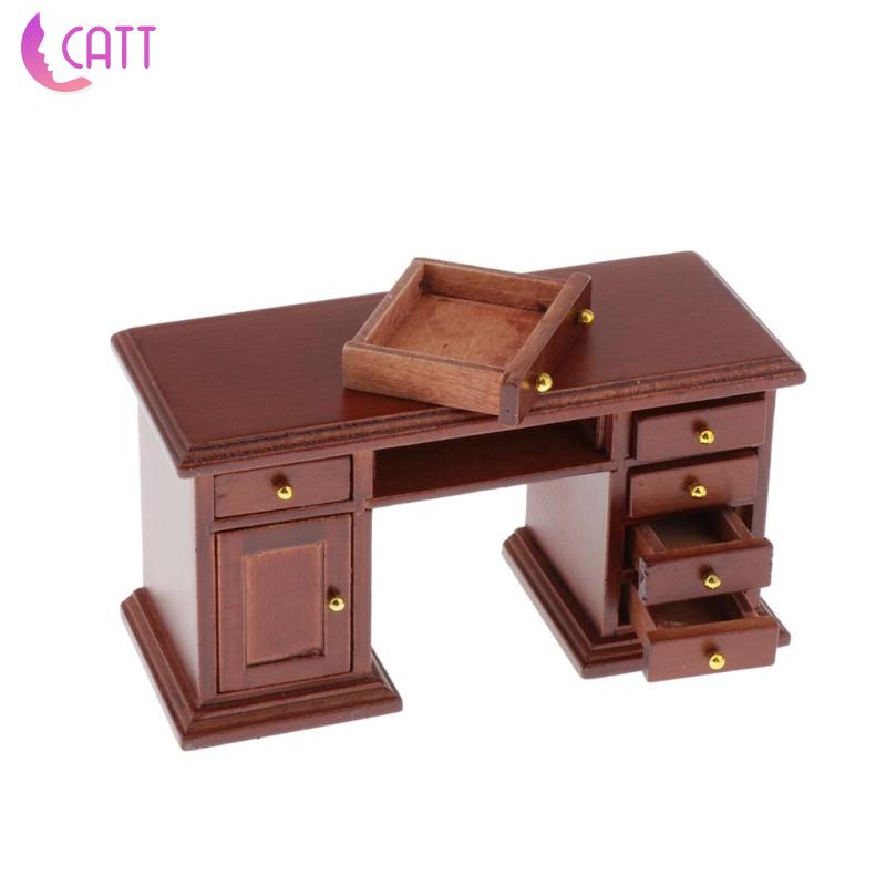 Bộ Bàn Ghế Văn Phòng Bằng Gỗ Cho Nhà Búp Bê 1: 12