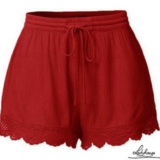Mes-new Thời Trang Nữ Co Giãn Eo Dây Rút Ren Viền Đi Biển Quần Short