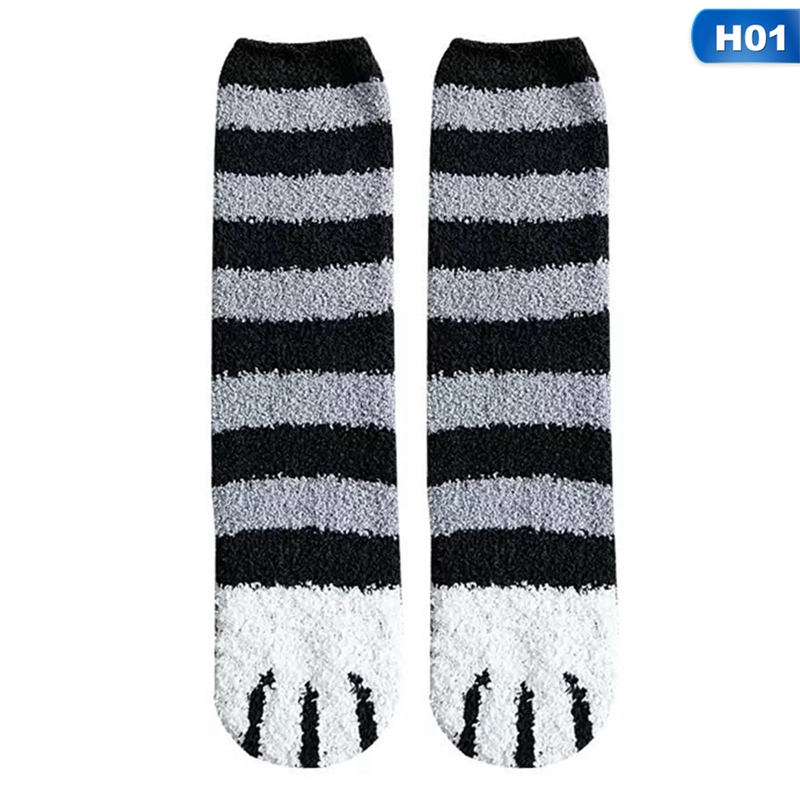 Women Winter Warm Cat Paw Claw Socks Soft Coral Fleece Ankle Socks	Cute Socks | BigBuy360 - bigbuy360.vn
