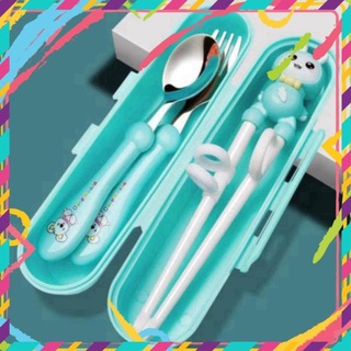 EW4 JDGH Combo Đũa Tập Ăn Dặm Trẻ Em Xỏ Ngón Kèm Thìa, Dĩa bằng Inox 304 An Toàn. Có Hộp đựng sạch sẽ 44 EW