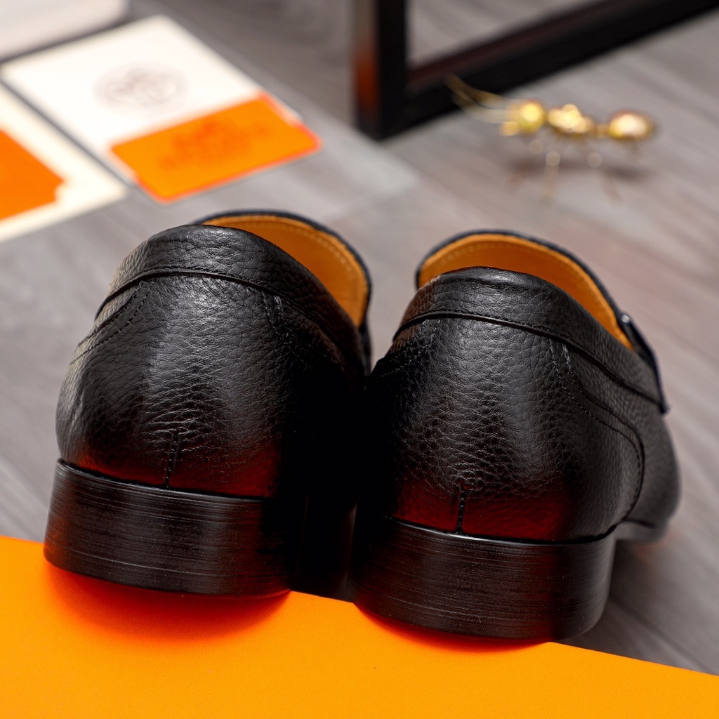 Giày tây lười da thật Hermes HM cao cấp, khoá chữ H độc đáo, kiểu dáng sành điệu