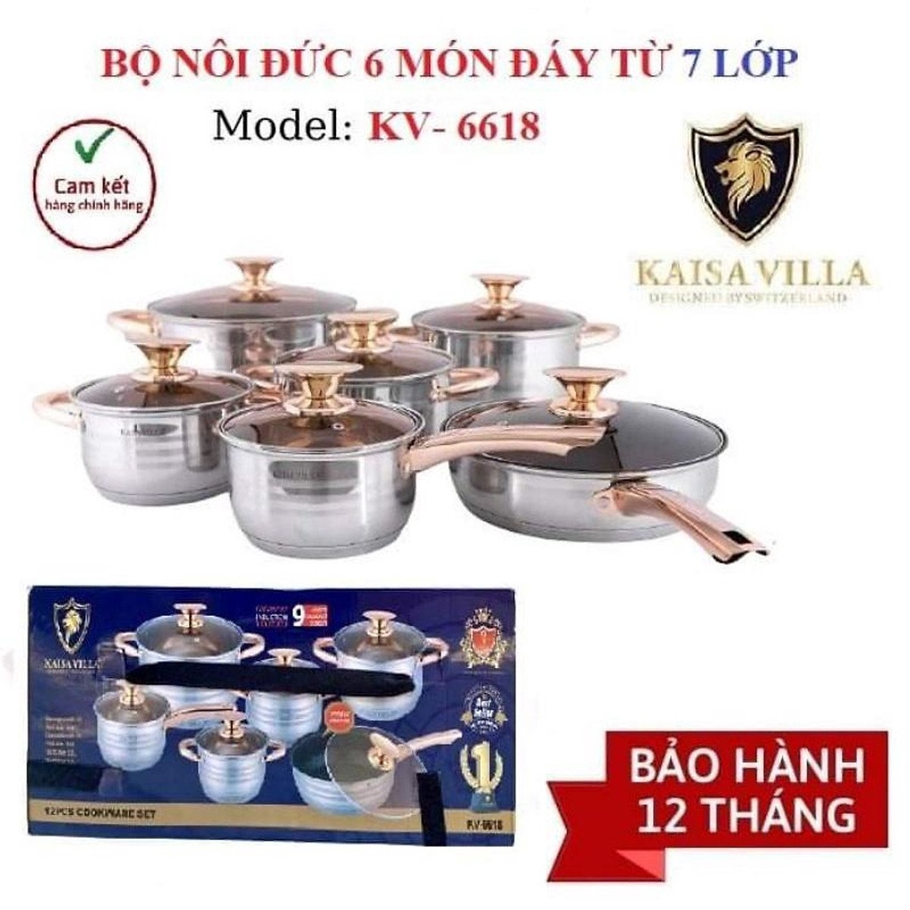 BỘ NỒI 5 ĐÁY TỪ CHEF&amp;CHEF 6 MÓN 12 CHI TIẾT CHẤT LIỆU CAO CẤP SIÊU BỀN ĐẸP AN TOÀN CHO SỨC KHOẺ