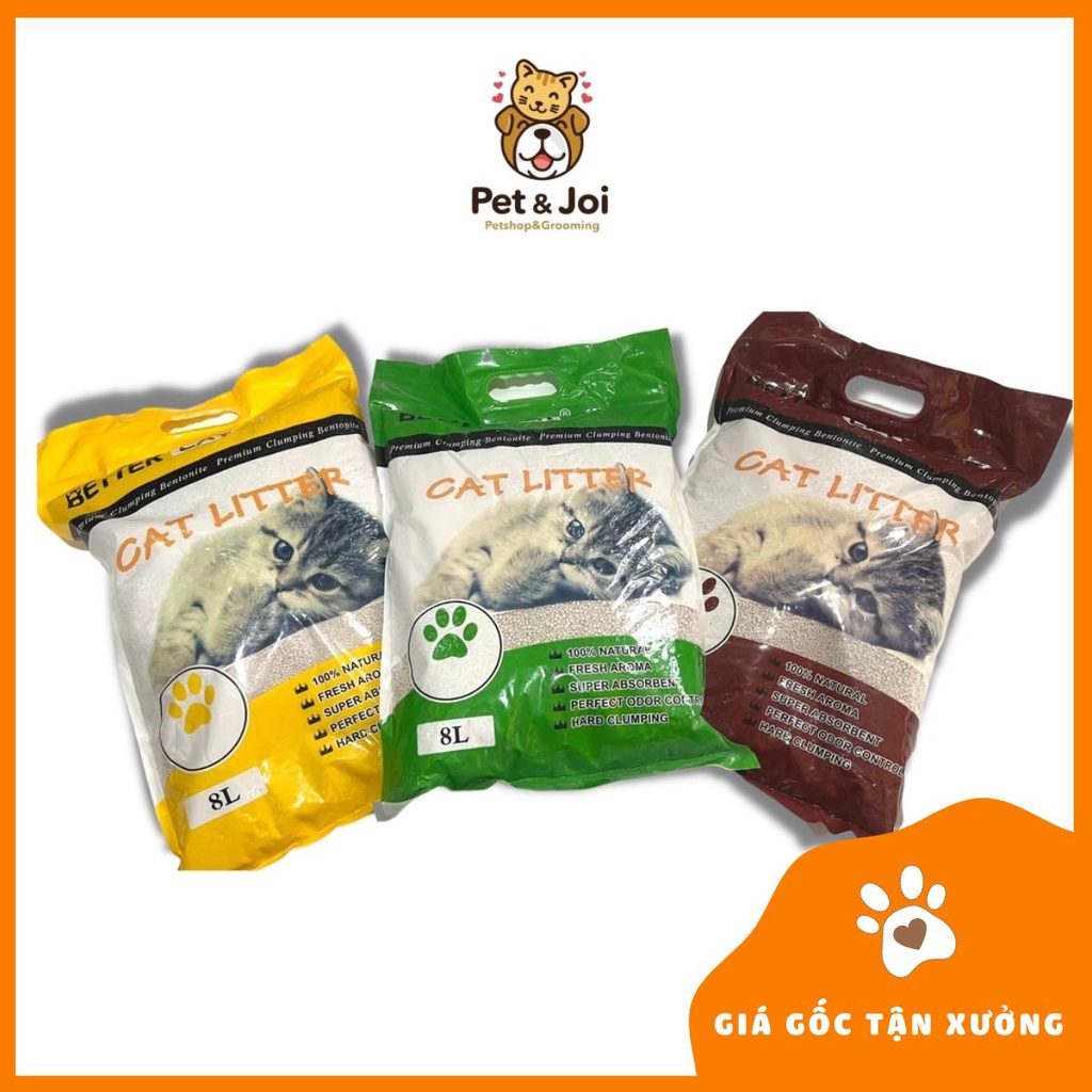 Cát vệ sinh mèo BETTER CAT 8l ⚡CHỈ 1 NGÀY⚡khử mùi không bụi vón cục tốt chanh/táo/cafe- PET&amp;JOI