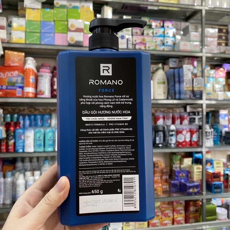 Dầu gội cao cấp Romano Force 650g