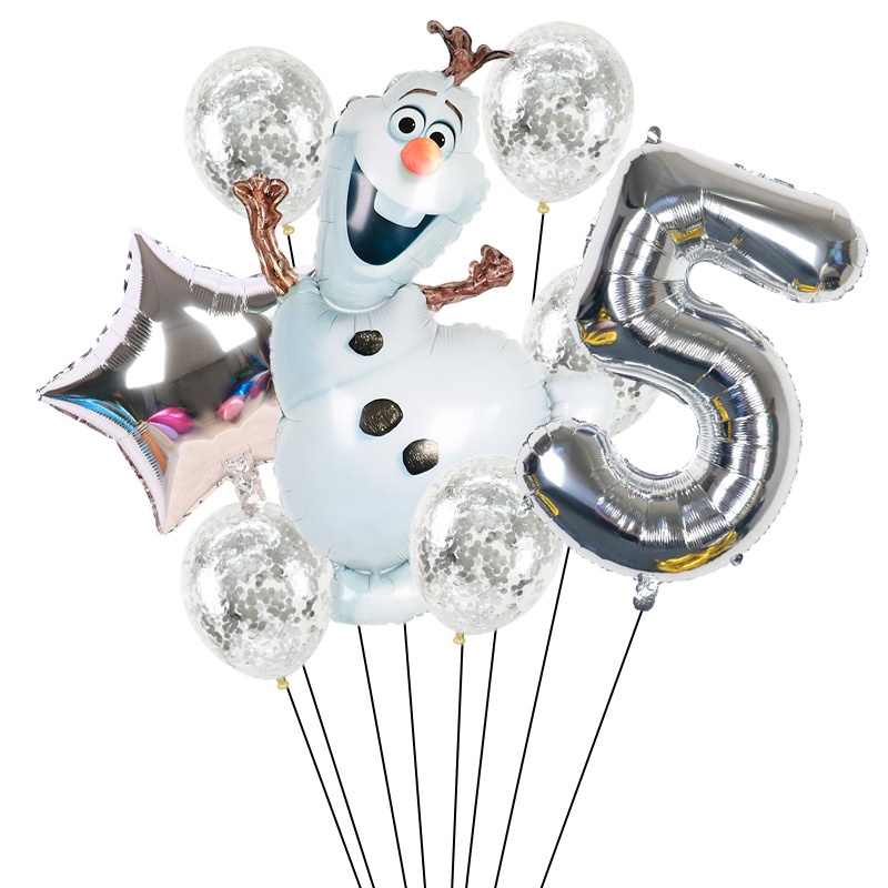 Set 8 Bong Bóng Kỹ Thuật Số 32 inch Hình Công Chúa Elsa Dễ Thương Dùng Trang Trí Sinh Nhật Cho Bé Gái