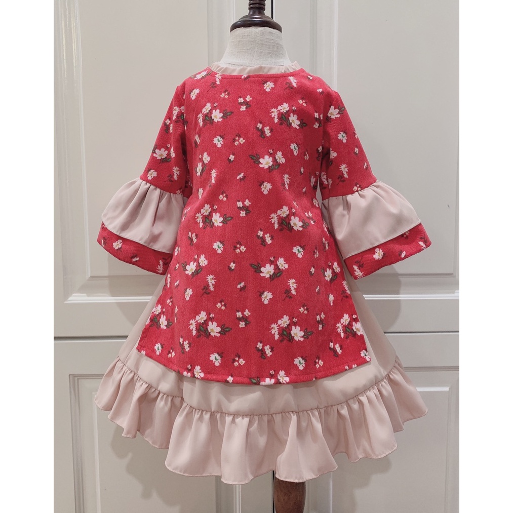 Áo Dài Cách Tân Bé Gái💕FREESHIP💕 Áo Dài Cách Tân Trẻ Em Chất Dạ Nhung Chân Váy Xếp Ly Siêu Mềm Cho Bé Từ 1-8 Tuổi