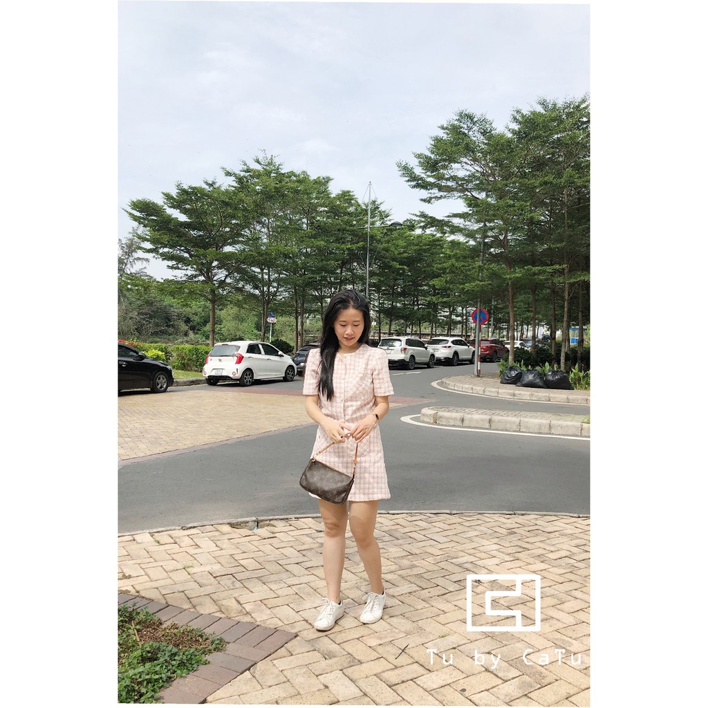 [Mã WABRLOW5 giảm 15% đơn 300K] TUBYCATU | Váy bố caro hồng 2 túi | BigBuy360 - bigbuy360.vn
