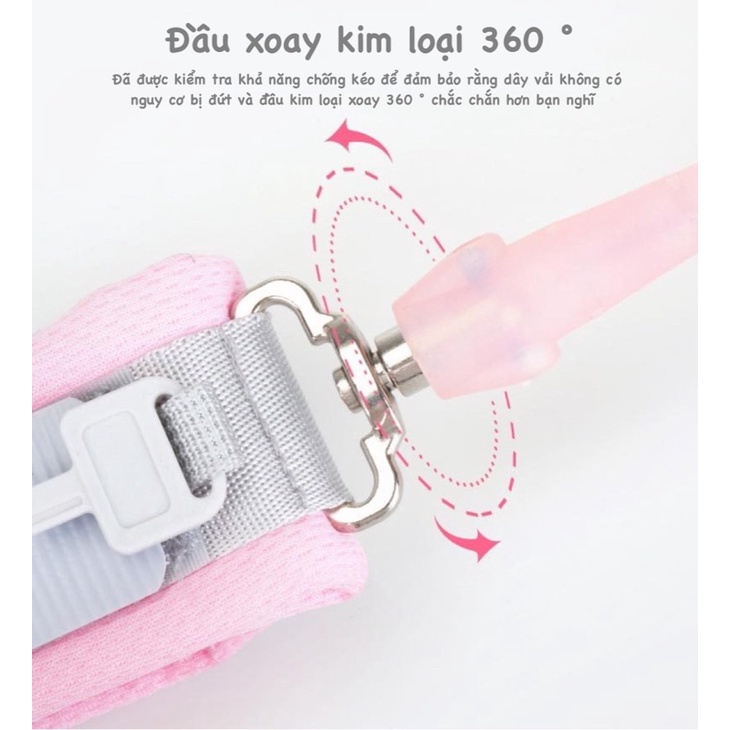 Dây Đai Chống Lạc Cho Bé, Dây Dắt Trẻ Em Đi Dạo Chống Đi Lạc Lõi Thép, Chống Xoắn, Có Khóa An Toàn