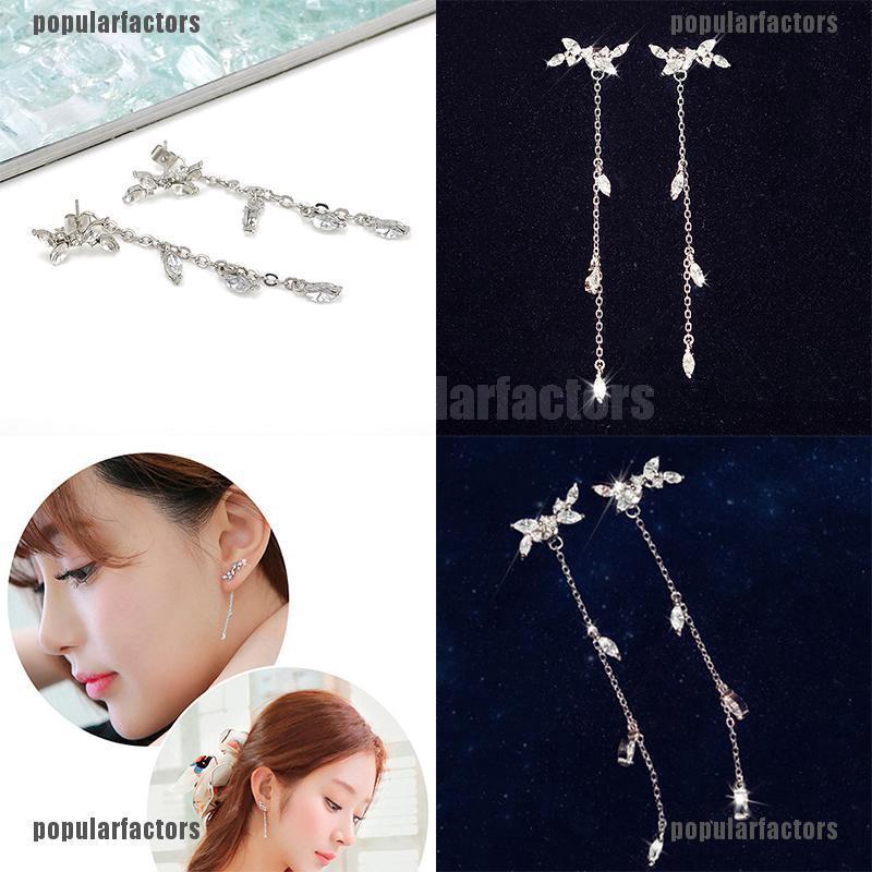 Khuyên Tai Dáng Dài Phối Tua Rua Phong Cách Hàn Quốc