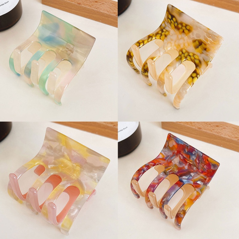 Flgo Kẹp Tóc Càng Cua Hình Vuông Màu Sắc Phù Hợp Với Nữ Không Trượt