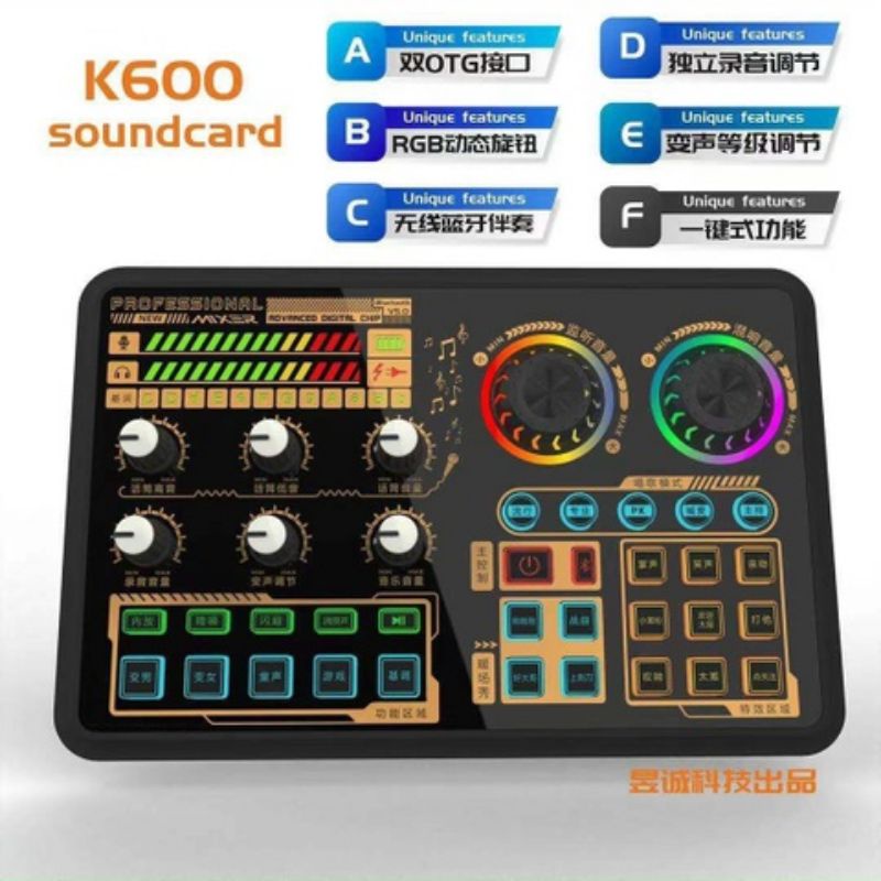 Soundcard thu âm livestream K600 phiên bản 2022 có bluetooth cao cấp