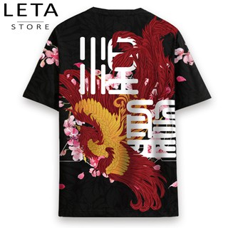 ÁO THUN NAM IN 3D PHƯỢNG HOÀNG CÁNH HOA ĐÀO CHỮ HỶ -HE17