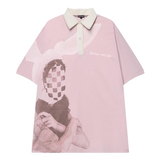 Áo Polo Banawa oversized nam nữ unisex form rộng cổ sơ mi hình in graphic - Rabbit Polo – Màu Hồng