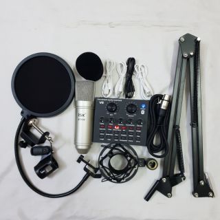 COMBO THU ÂM LIVESTREAM MÍC ISK AT100 SOUND CARD V8 BLUETOOTH CHÂN KẸP MÀNG LỌC BH 6 THÁNG ĐỔI MỚI