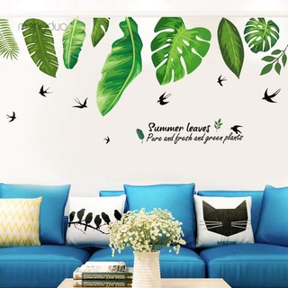 Decal dán tường lá xanh