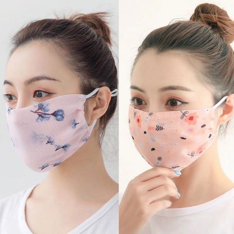 Khẩu trang chống nắng/ tia UV/ bụi bẩn thoáng khí bằng vải voan có thể tái sử dụng 6K MFxW