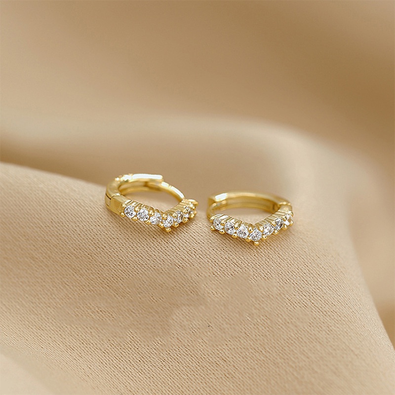 1 Đôi Khuyên Tai Mạ Vàng 14K Đính Đá Thời Trang Cho Nữ