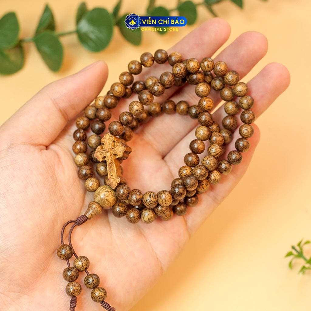 Chuỗi trầm Tốc 108 hạt mix - Thánh giá, Hoa sen,  Phật tổ, Tỳ Hưu thời trang phụ kiện trang sức Viễn Chí Bảo V000814