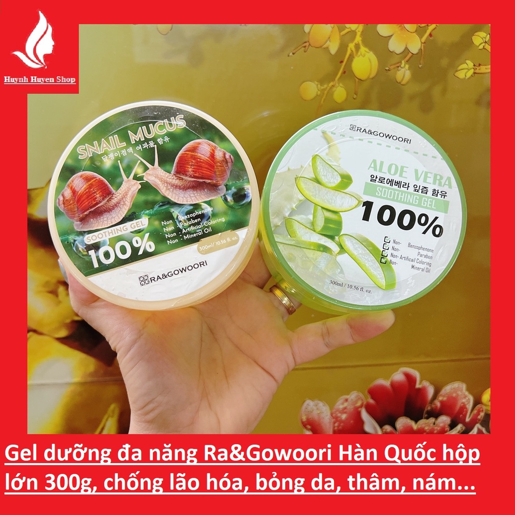 Gel dưỡng da Ra&Gowoori 100% lô hội, 100% nha đam hộp 300g Hàn Quốc