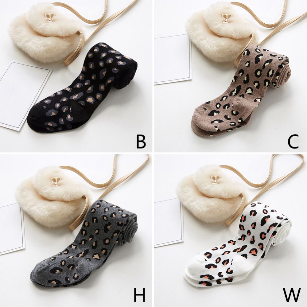 Quần tất legging dày mềm giữ ấm họa tiết da báo cho bé gái 2-9 tuổi