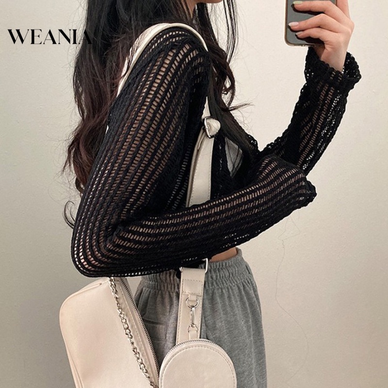 Áo Sweater Dệt Kim Tay Dài Cổ Chữ U Phối Nút Thời Trang Cho Nữ