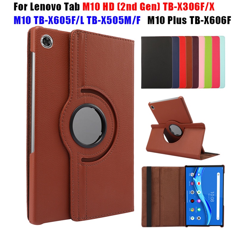 Bao da máy tính bảng PU từ tính xoay 360 độ cho LENOVO TAB M10 HD (2ND GEN) TB-X306X X306F 10.1" M10 FHD PLUS 10.3 TB-X606F TB-X606X M10-X605F TB-X
