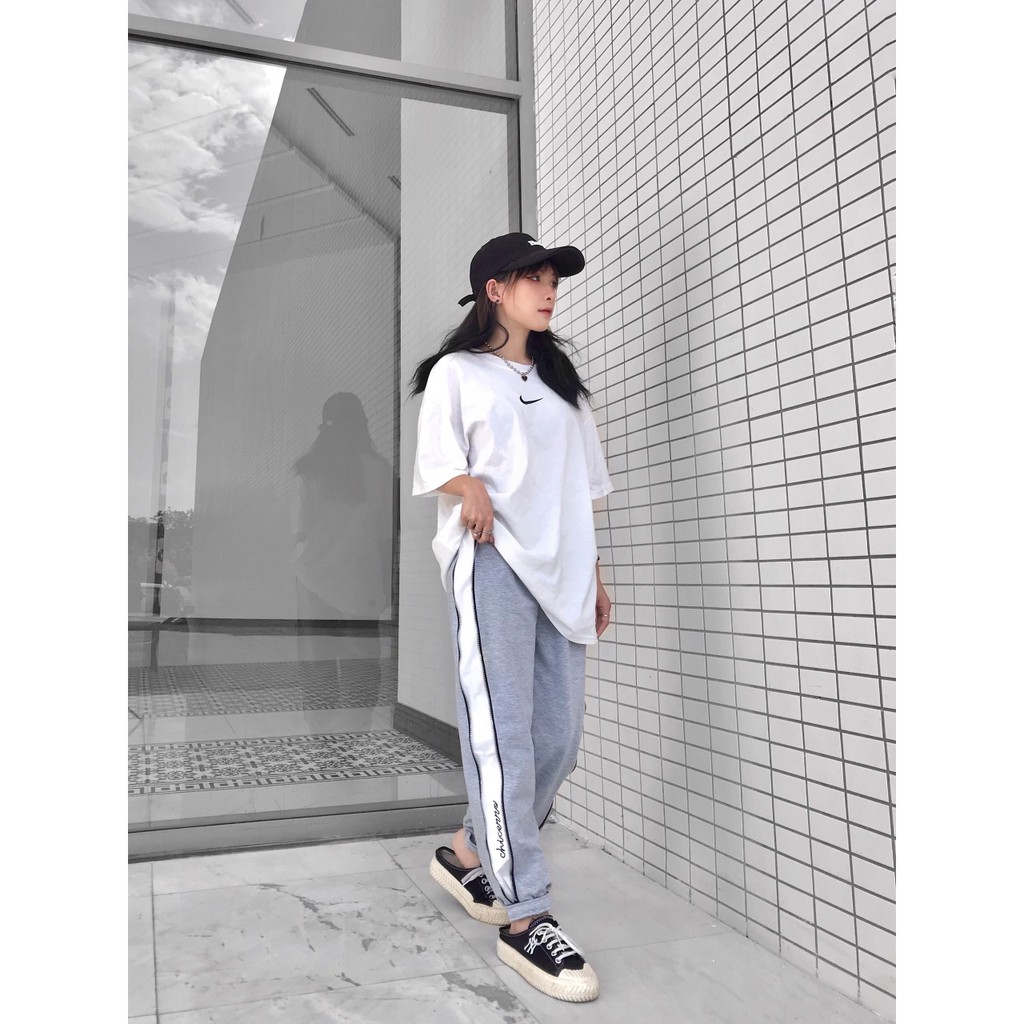 Quần Jogger Phối Zip Unisex Thêu Chữ CHIDO Vải Da Cá Phong Cách Ulzzang - Tuni Store