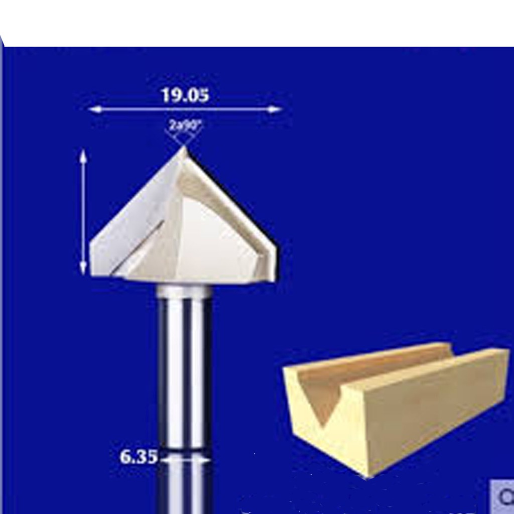MŨI SOI GỖ CHỮ V TỪ 8- 19MM