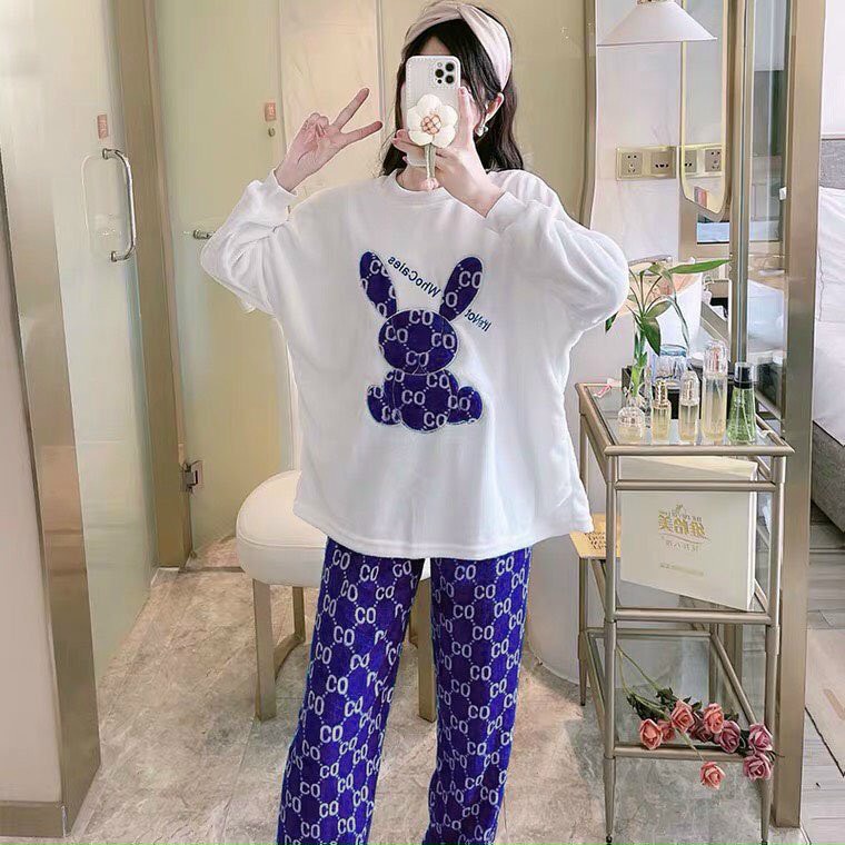 Đồ bộ nữ, Đồ bộ thu đông, Đồ bộ mặc ở nhà cho nữ, Đồ bộ ngủ thun dài tay dành cho nữ in hình THỎ XANH CỰC HOT