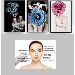 Tranh spa combo 4 mẫu trang trí cửa tiệm hình ảnh sắc nét kích thước 40*60*3 và 1 tranh 50*70 cm
